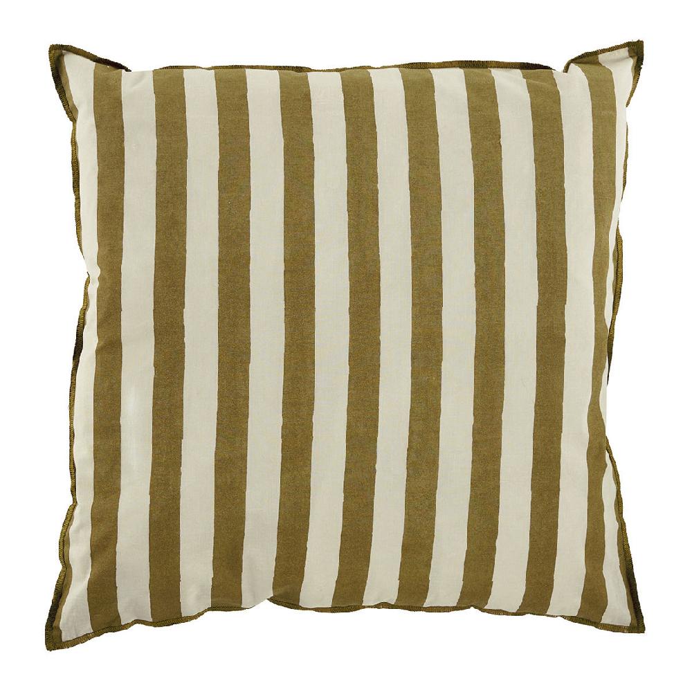 blanc d'ivoire Housse de coussin BAYADÈRE en coton - Crème et cumin - 50 x 50 cm