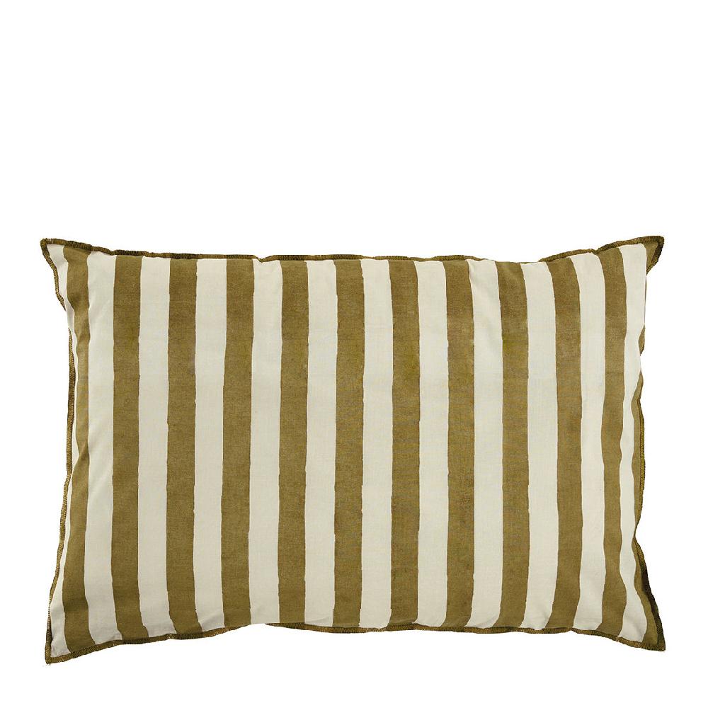blanc d'ivoire Housse de coussin BAYADÈRE en coton - Crème et cumin - 60 x 40 cm
