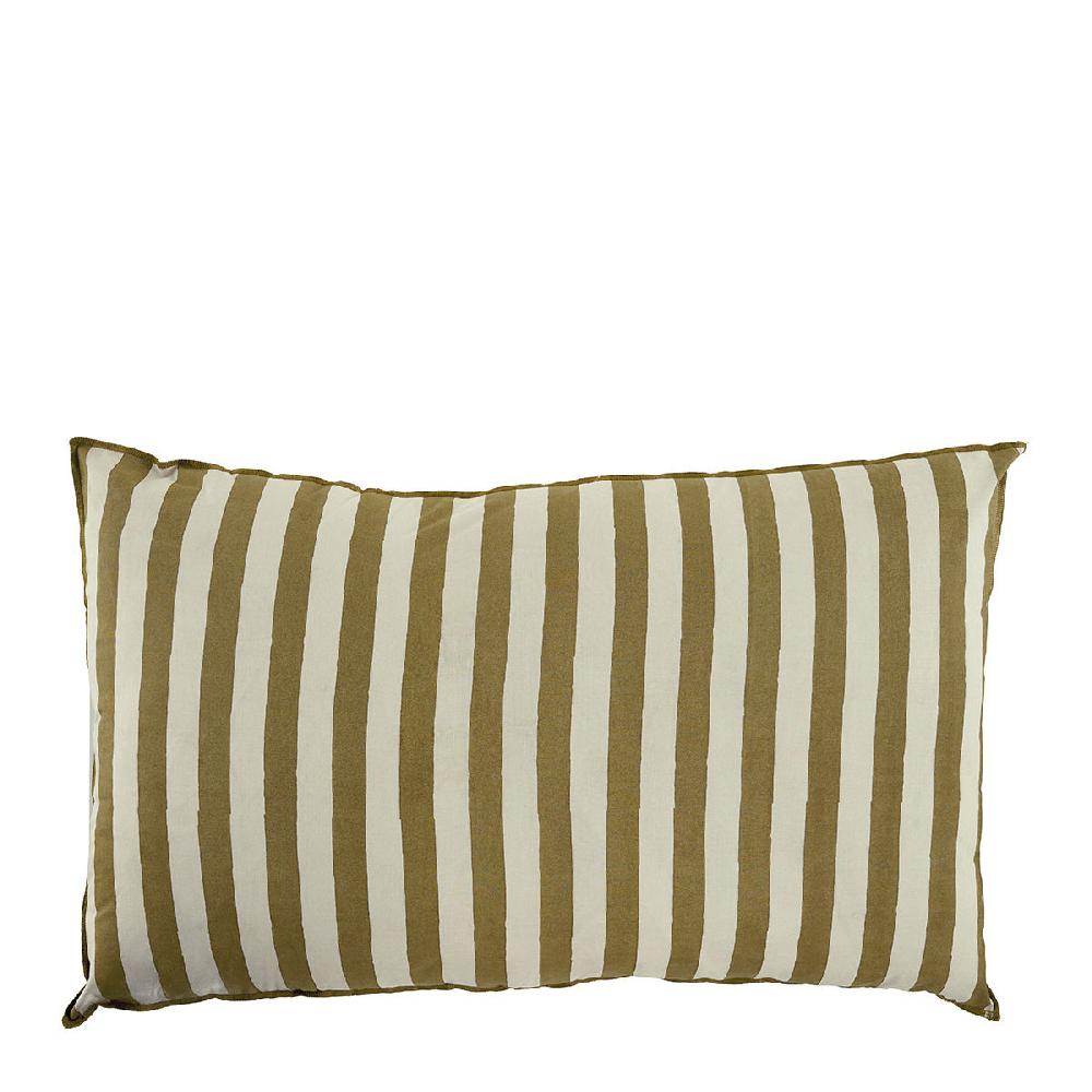 blanc d'ivoire Housse de coussin BAYADÈRE en coton - Crème et cumin - 80 x 50 cm