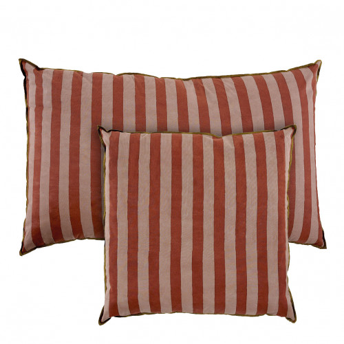 Blanc D'ivoire Housse De Coussin BAYADÈRE En Coton - Nude Et Rouge Brique - 80 X 50 Cm