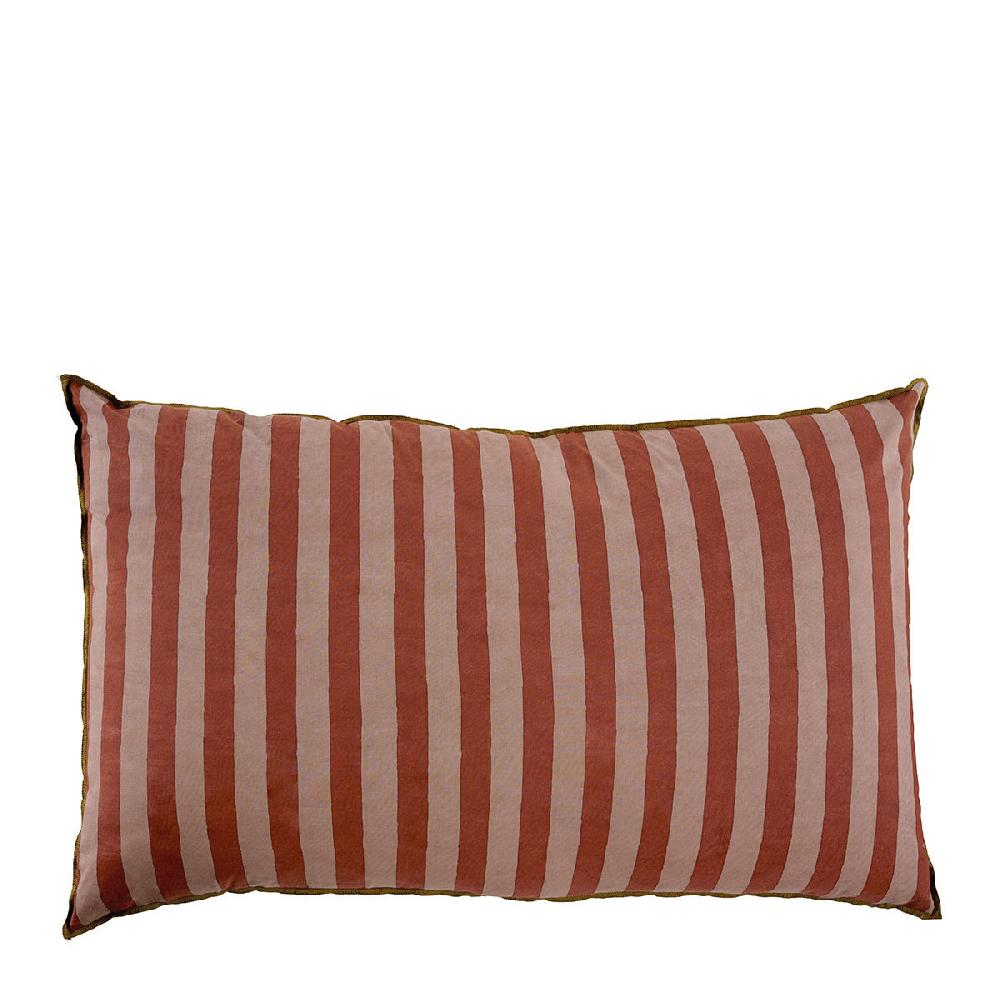 blanc d'ivoire Housse de coussin BAYADÈRE en coton - Nude et rouge brique - 80 x 50 cm