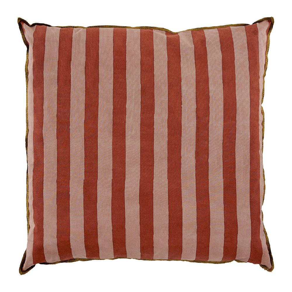 blanc d'ivoire Housse de coussin BAYADÈRE en coton - Nude et rouge brique - 50 x 50 cm