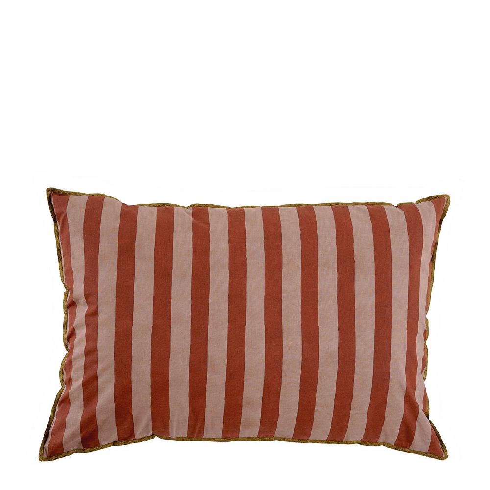 blanc d'ivoire Housse de coussin BAYADÈRE en coton - Nude et rouge brique - 60 x 40 cm