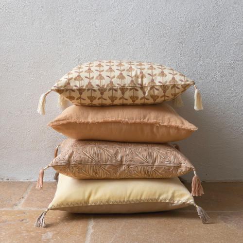 Blanc D'ivoire Housse De Coussin CHLOÉ En Lin Lavé - Abricot - 50 X 50 Cm