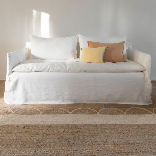 Blanc D'ivoire Housse De Coussin CHLOÉ En Lin Lavé - Abricot - 60 X 40 Cm