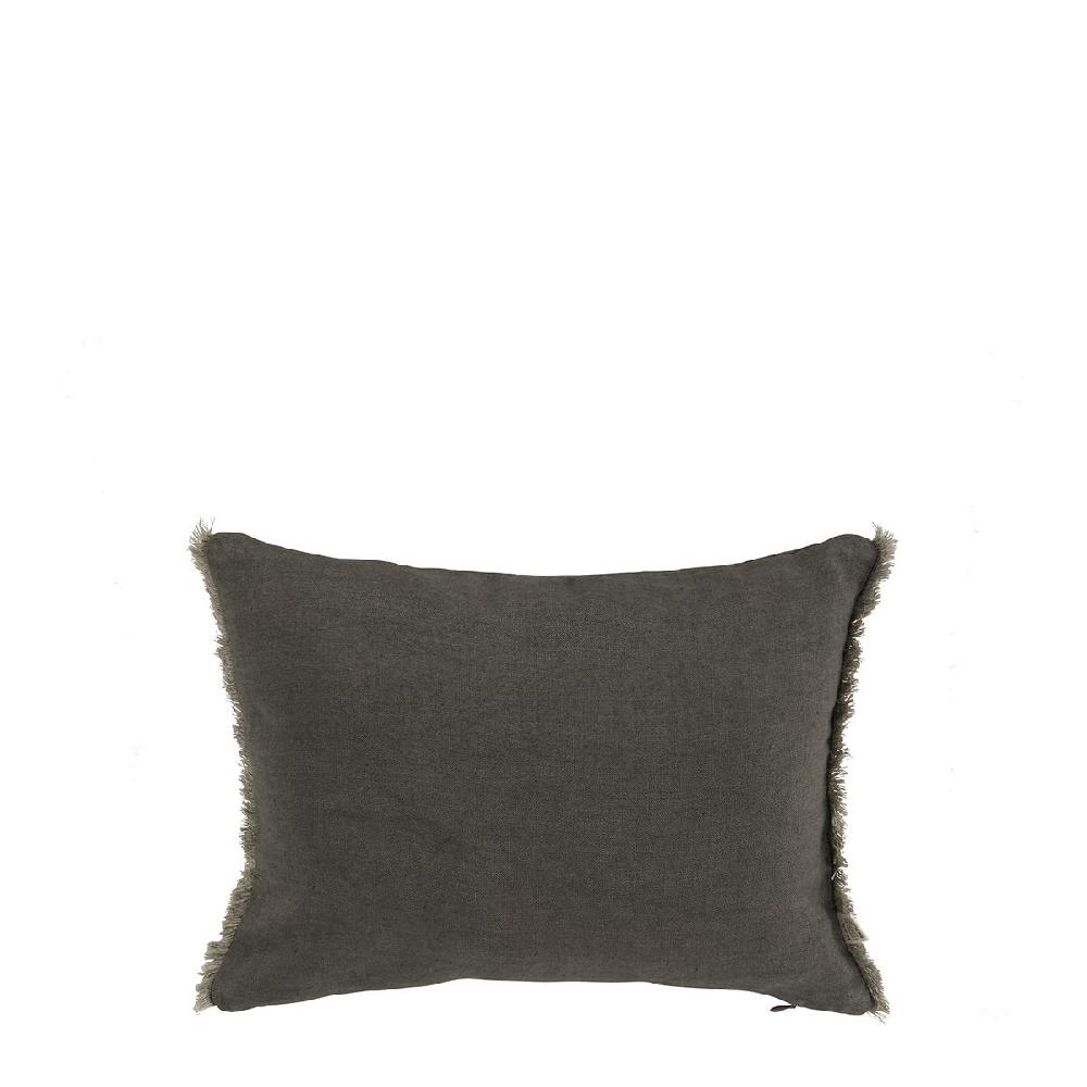 blanc d'ivoire Housse de coussin CHLOÉ en lin lavé - Gris charbon - 30 x 40 cm