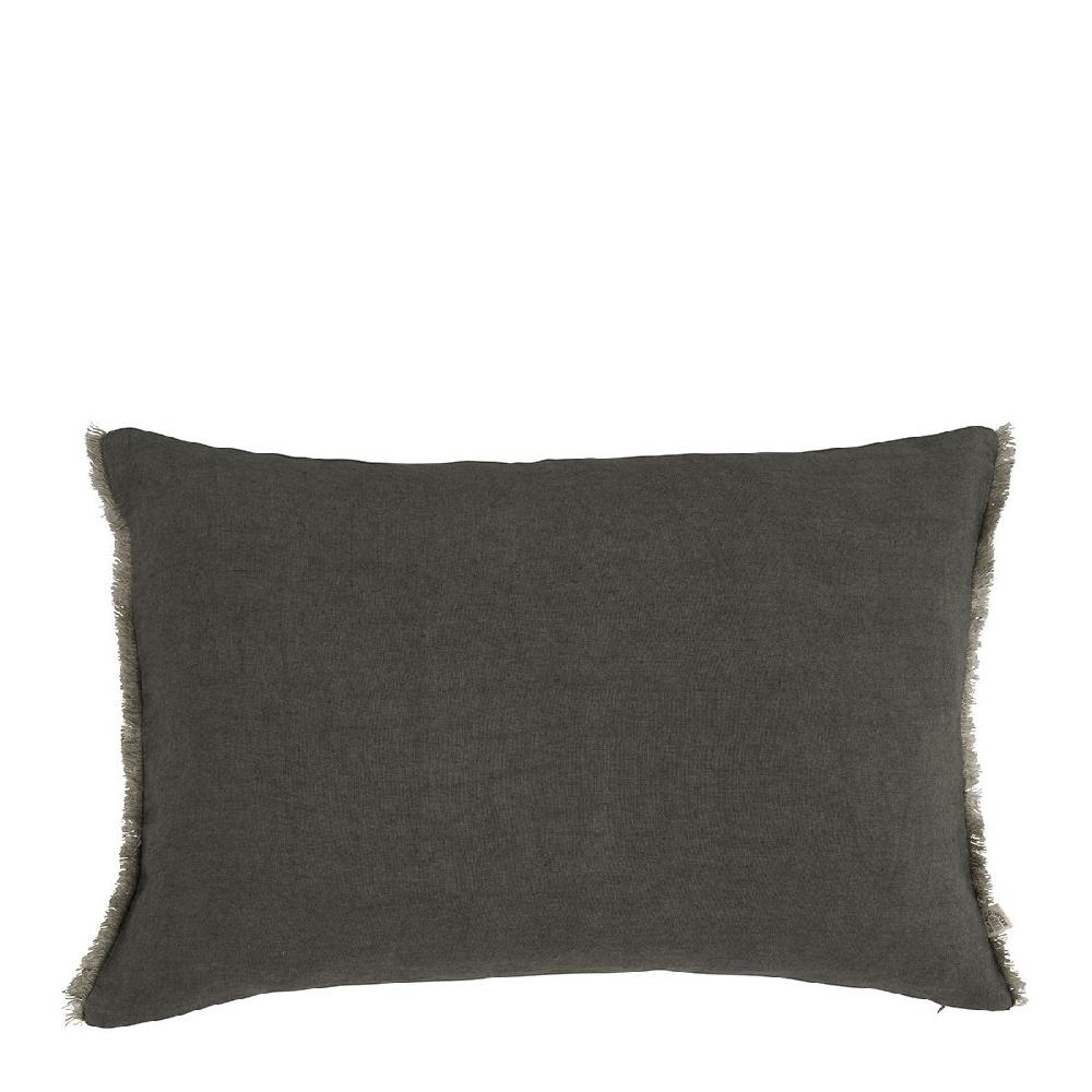 blanc d'ivoire Housse de coussin CHLOÉ en lin lavé - Gris charbon - 60 x 40 cm
