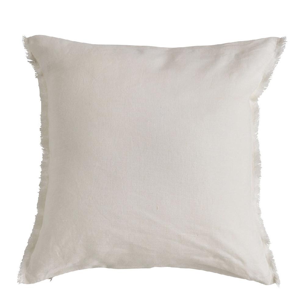 blanc d'ivoire Housse de coussin CHLOÉ en lin lavé - Ivoire - 50 x 50 cm