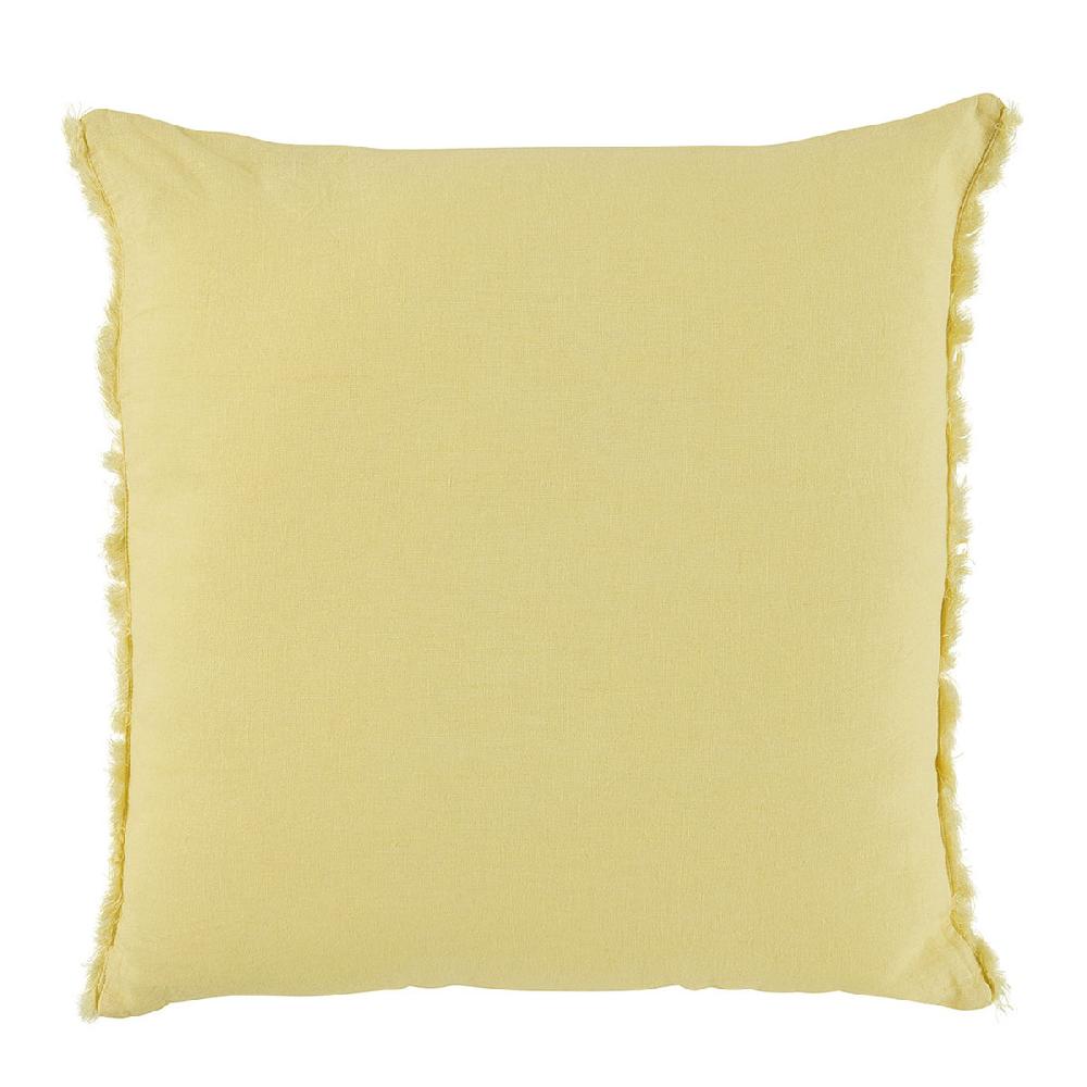 blanc d'ivoire Housse de coussin CHLOÉ en lin lavé - Jaune pastel - 50 x 50 cm