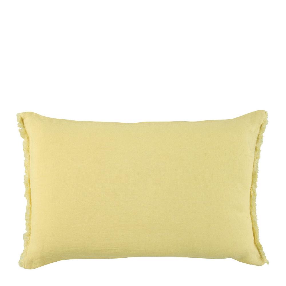 blanc d'ivoire Housse de coussin CHLOÉ en lin lavé - Jaune pastel - 60 x 40 cm