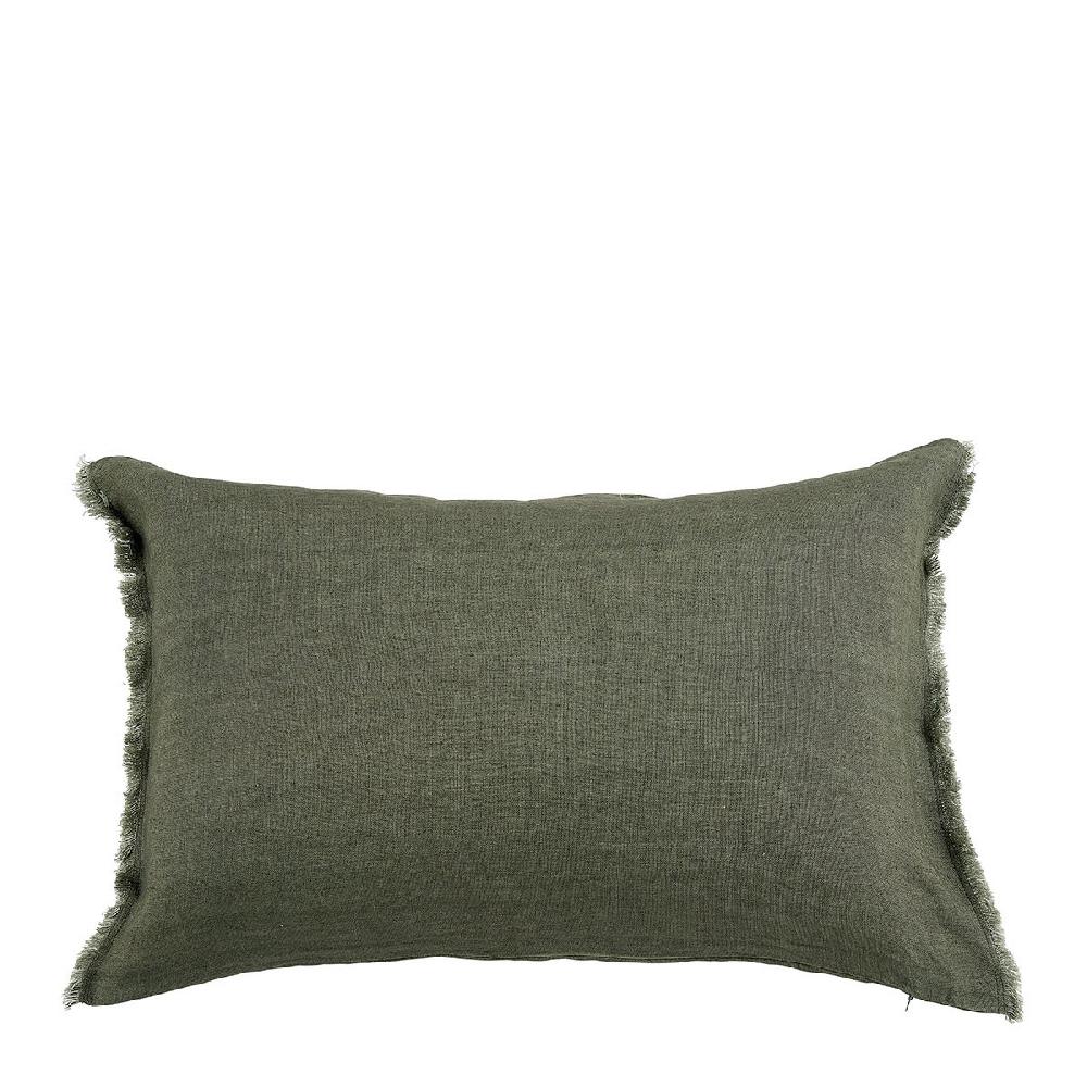 blanc d'ivoire Housse de coussin CHLOÉ en lin lavé - Kaki - 60 x 40 cm