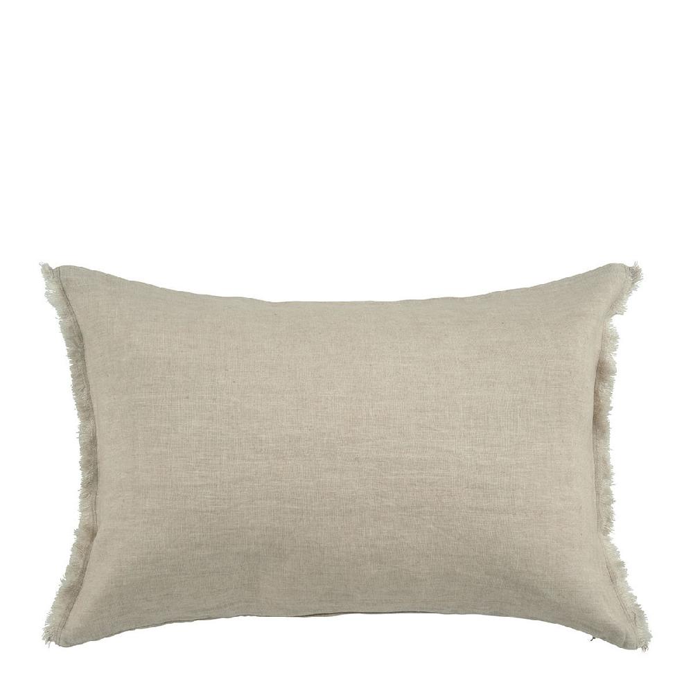 blanc d'ivoire Housse de coussin CHLOÉ en lin lavé - Naturel - 60 x 40 cm
