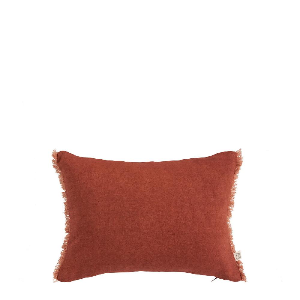 blanc d'ivoire Housse de coussin CHLOÉ en lin lavé - Orange brûlé - 30 x 40 cm