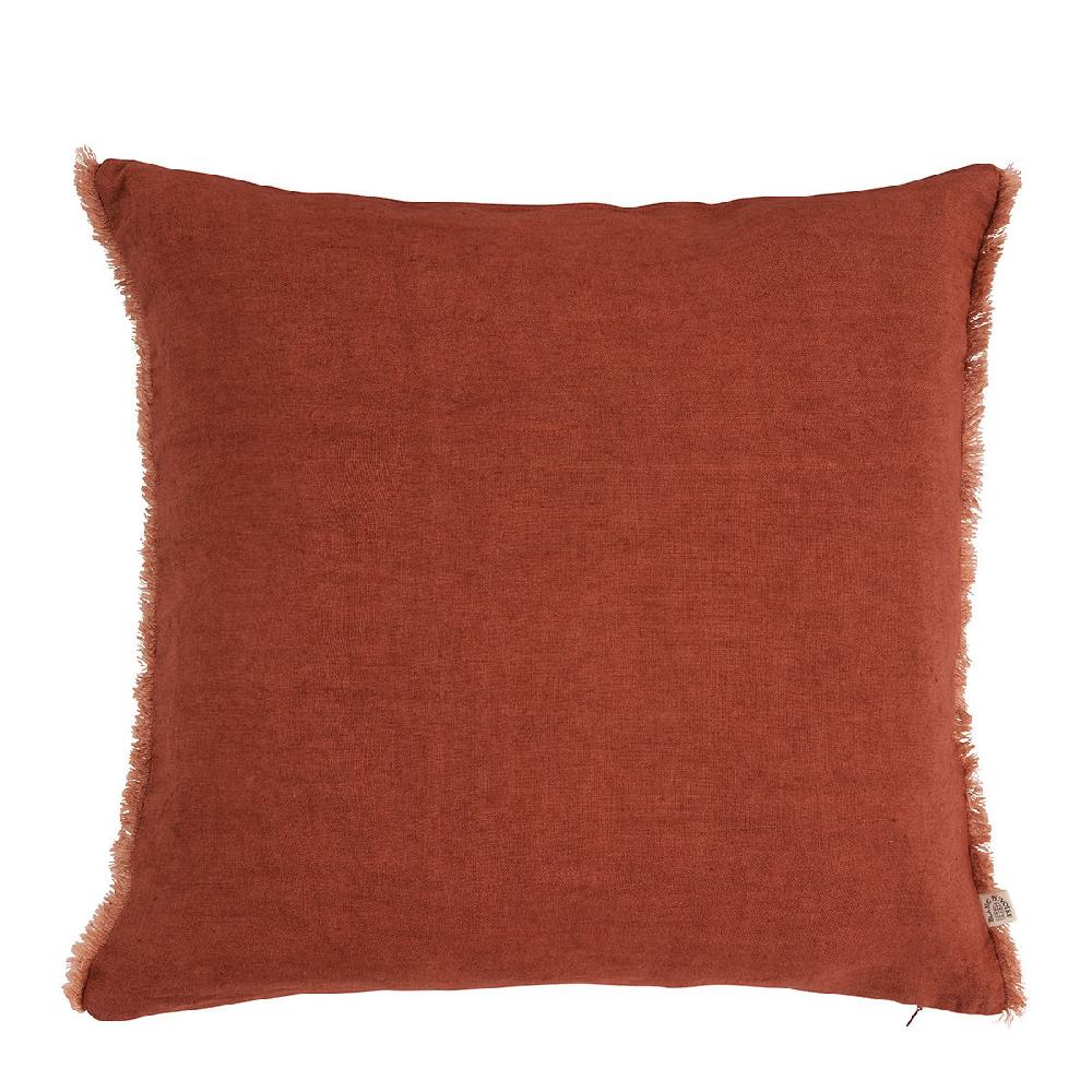 blanc d'ivoire Housse de coussin CHLOÉ en lin lavé - Orange brûlé - 50 x 50 cm
