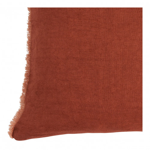 Blanc D'ivoire Housse De Coussin CHLOÉ En Lin Lavé - Orange Brûlé - 60 X 40 Cm