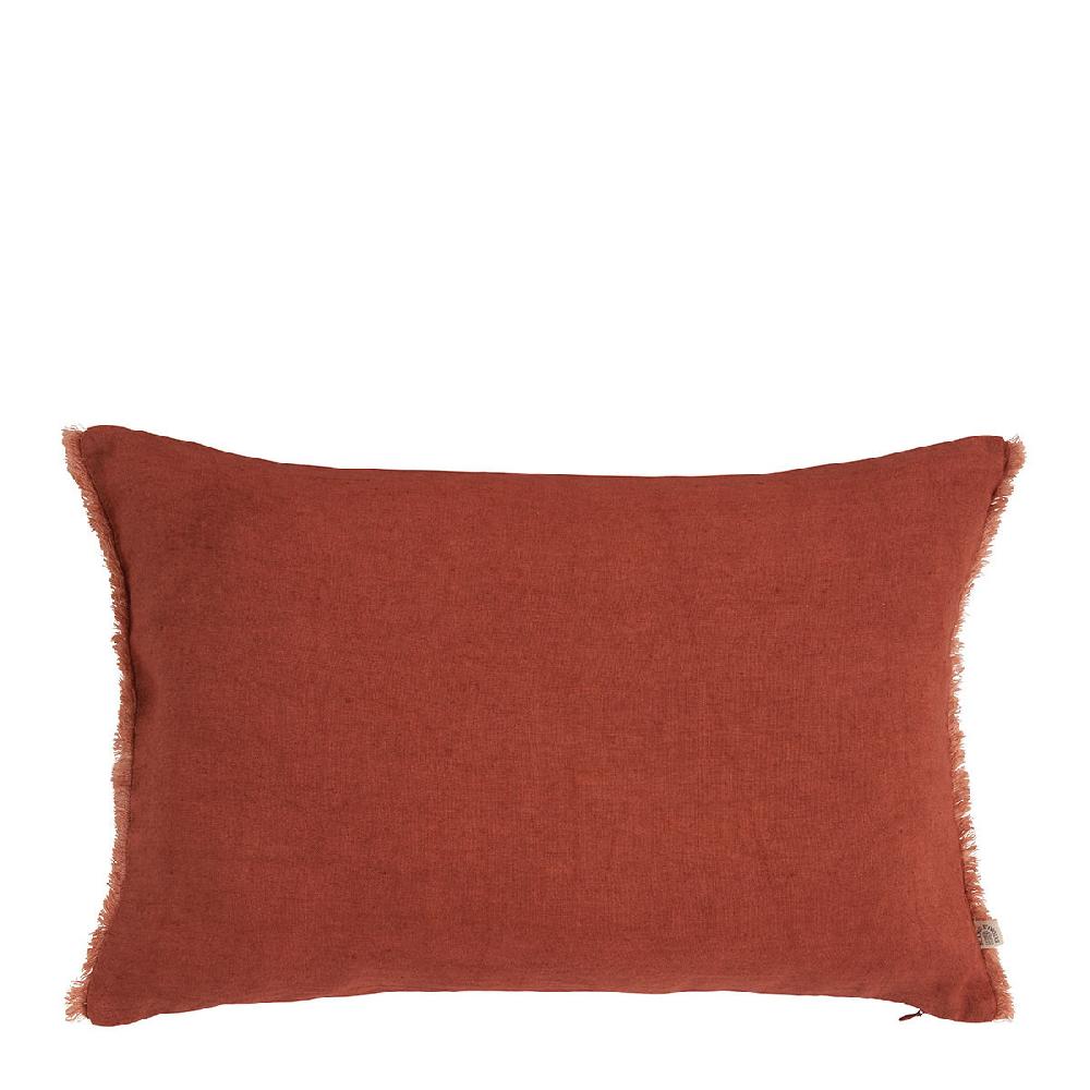 blanc d'ivoire Housse de coussin CHLOÉ en lin lavé - Orange brûlé - 60 x 40 cm