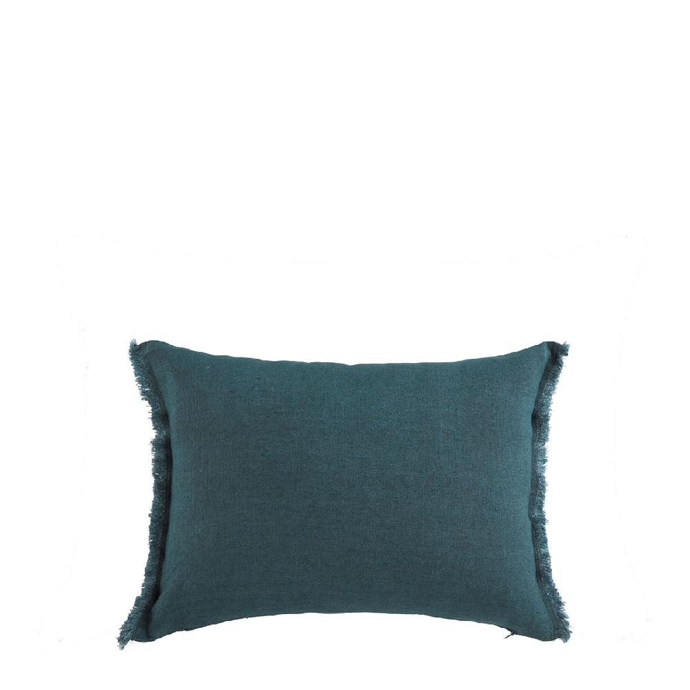 blanc d'ivoire Housse de coussin CHLOÉ en lin lavé - Pétrole - 30 x 40 cm