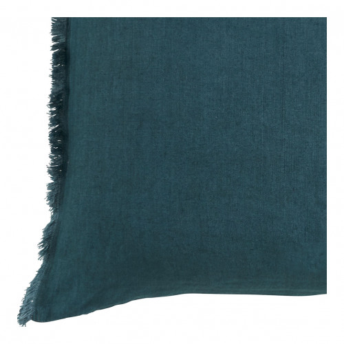 Blanc D'ivoire Housse De Coussin CHLOÉ En Lin Lavé - Pétrole - 50 X 50 Cm