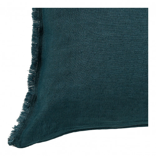 Blanc D'ivoire Housse De Coussin CHLOÉ En Lin Lavé - Pétrole - 60 X 40 Cm