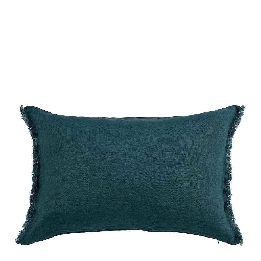 blanc d'ivoire Housse de coussin CHLOÉ en lin lavé - Pétrole - 60 x 40 cm