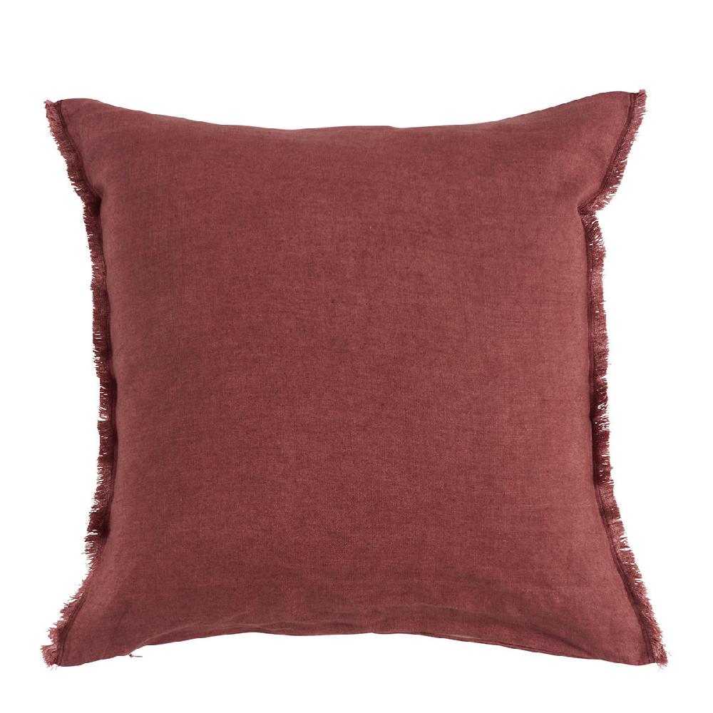 blanc d'ivoire Housse de coussin CHLOÉ en lin lavé - Terracotta - 50 x 50 cm