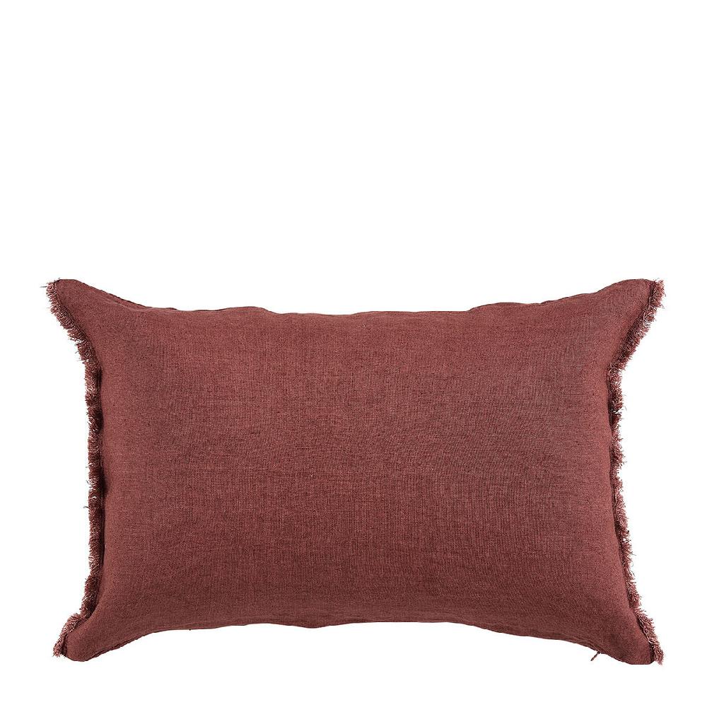 blanc d'ivoire Housse de coussin CHLOÉ en lin lavé - Terracotta - 60 x 40 cm