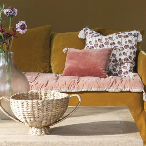 Blanc D'ivoire Housse De Coussin COQUELICOT En Polycoton - 50 X 50 Cm