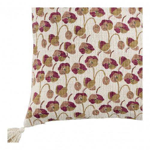 Blanc D'ivoire Housse De Coussin COQUELICOT En Polycoton - 50 X 50 Cm