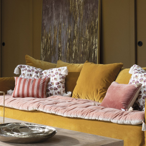 Blanc D'ivoire Housse De Coussin COQUELICOT En Polycoton - 60 X 40 Cm