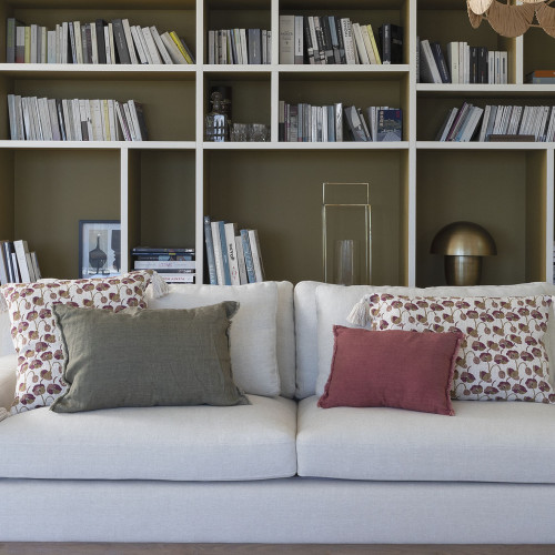 Blanc D'ivoire Housse De Coussin COQUELICOT En Polycoton - 60 X 40 Cm