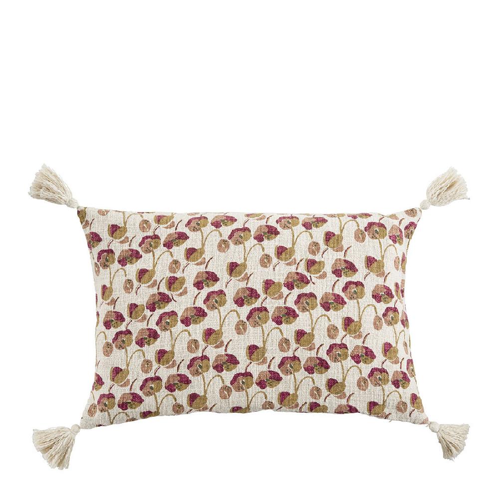 blanc d'ivoire Housse de coussin COQUELICOT en polycoton - 60 x 40 cm
