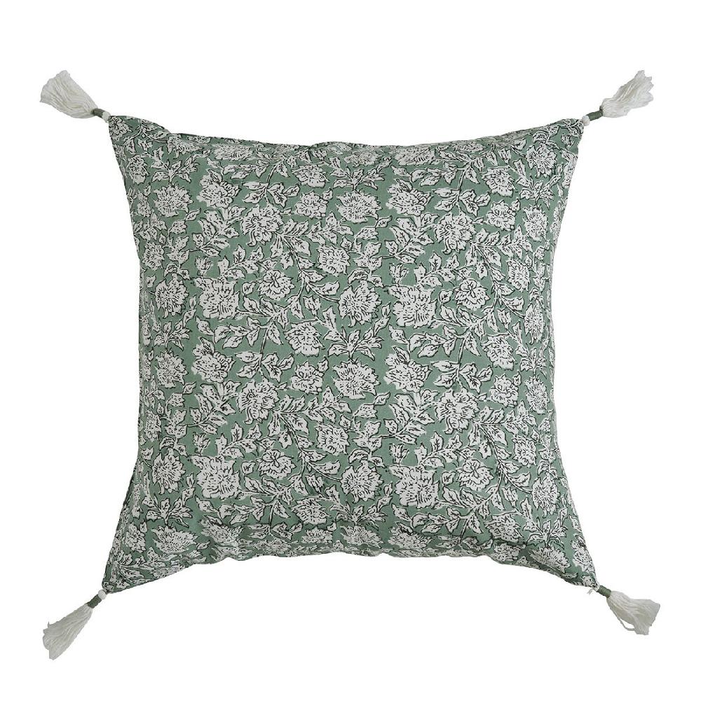 blanc d'ivoire Housse de coussin ÉDEN en coton - Céladon - 50 x 50 cm