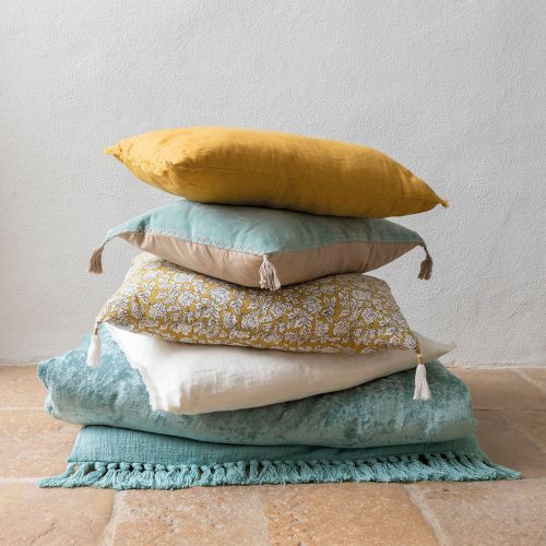 Blanc D'ivoire Housse De Coussin ÉDEN En Coton - Safran - 60 X 40 Cm