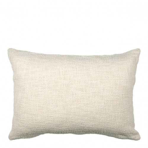 Blanc D'ivoire Housse De Coussin GALETS En Polycoton Brodé - Rose Et Curry - 60 X 40 Cm