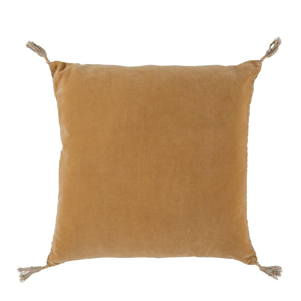 blanc d'ivoire Housse de coussin MATTÉO en velours de coton - Abricot - 50 x 50 cm
