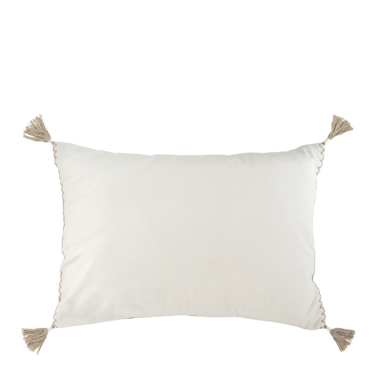 blanc d'ivoire Housse de coussin MATTÉO en velours de coton - Blanc - 60 x 40 cm