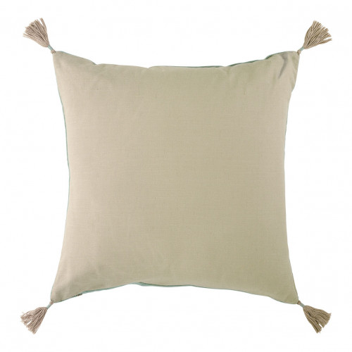 Blanc D'ivoire Housse De Coussin MATTÉO En Velours De Coton - Bleu Aqua - 50 X 50 Cm