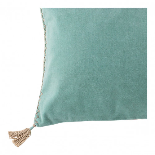 Blanc D'ivoire Housse De Coussin MATTÉO En Velours De Coton - Bleu Aqua - 50 X 50 Cm