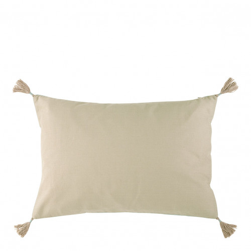Blanc D'ivoire Housse De Coussin MATTÉO En Velours De Coton - Bleu Aqua - 60 X 40 Cm