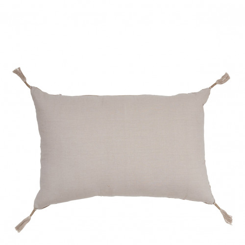 Blanc D'ivoire Housse De Coussin MATTÉO En Velours De Coton Et Lin - Gris - 60 X 40 Cm