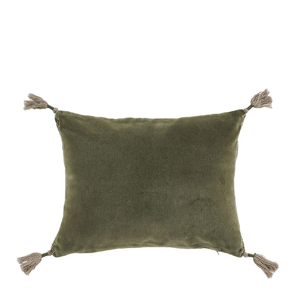 blanc d'ivoire Housse de coussin MATTÉO en velours de coton et lin - Kaki - 30 x 40 cm