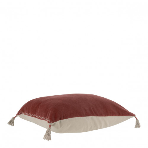 Blanc D'ivoire Housse De Coussin MATTÉO En Velours De Coton Et Lin - Terracotta - 50 X 50 Cm