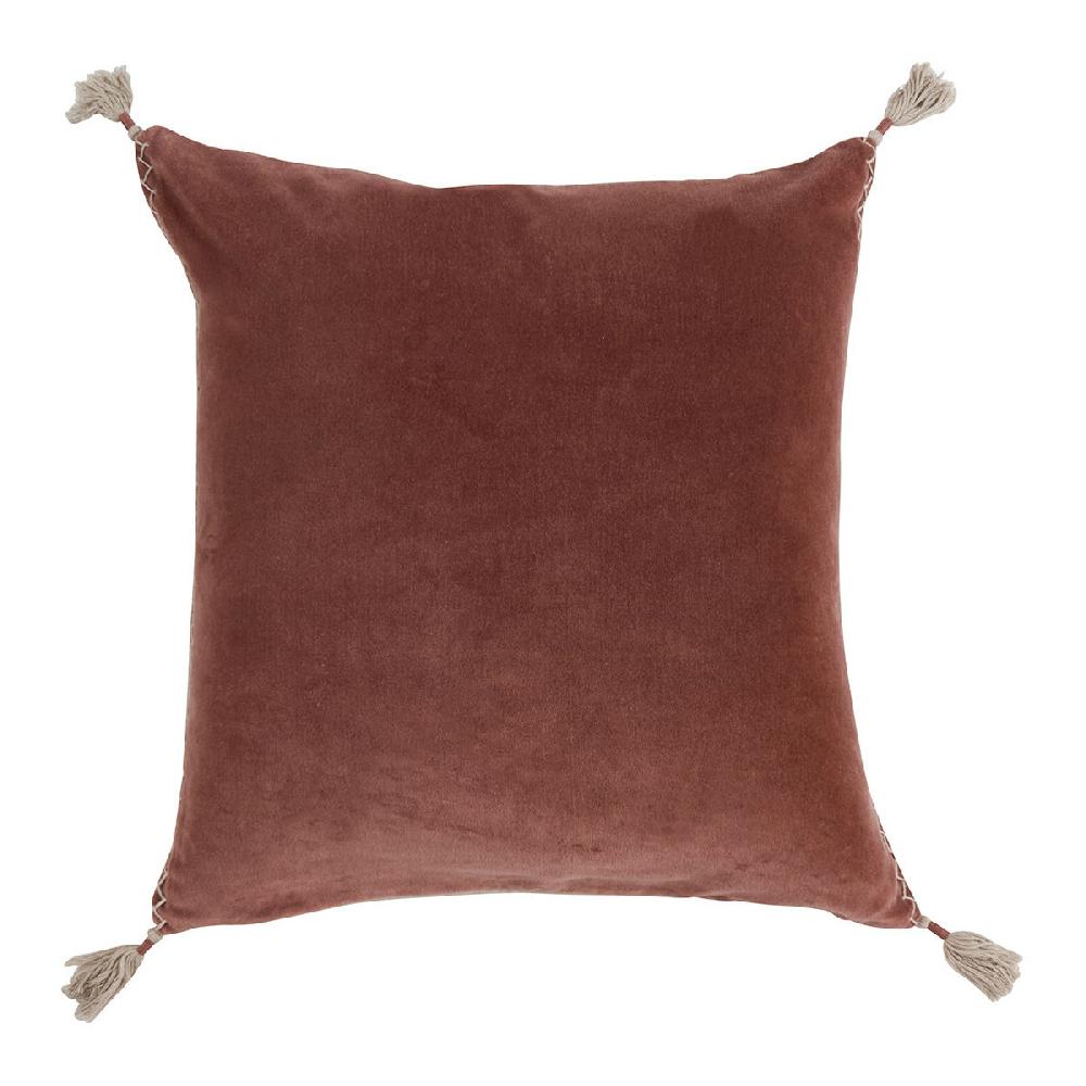 blanc d'ivoire Housse de coussin MATTÉO en velours de coton et lin - Terracotta - 50 x 50 cm