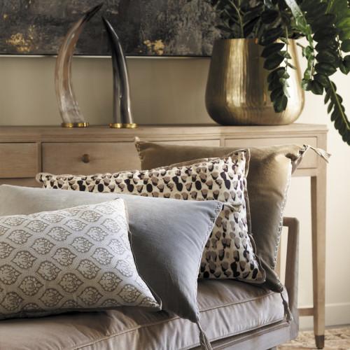 Blanc D'ivoire Housse De Coussin MATTÉO En Velours De Coton Et Lin - Gris - 30 X 40 Cm