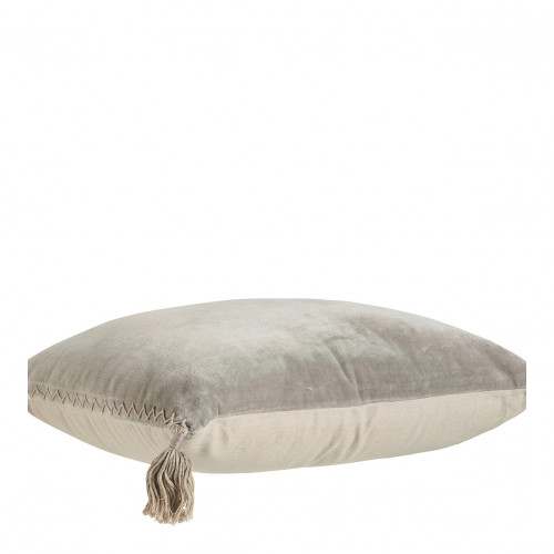 Blanc D'ivoire Housse De Coussin MATTÉO En Velours De Coton Et Lin - Gris - 30 X 40 Cm