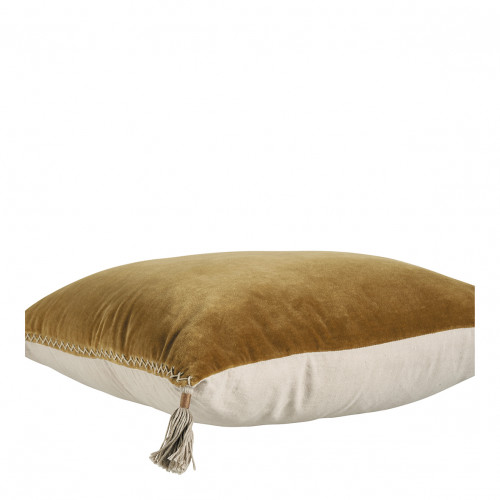 Blanc D'ivoire Housse De Coussin MATTÉO En Velours De Coton Et Lin - Bronze - 50 X 50 Cm