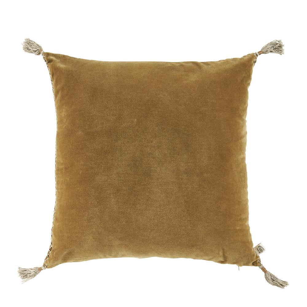 blanc d'ivoire Housse de coussin MATTÉO en velours de coton et lin - Bronze - 50 x 50 cm
