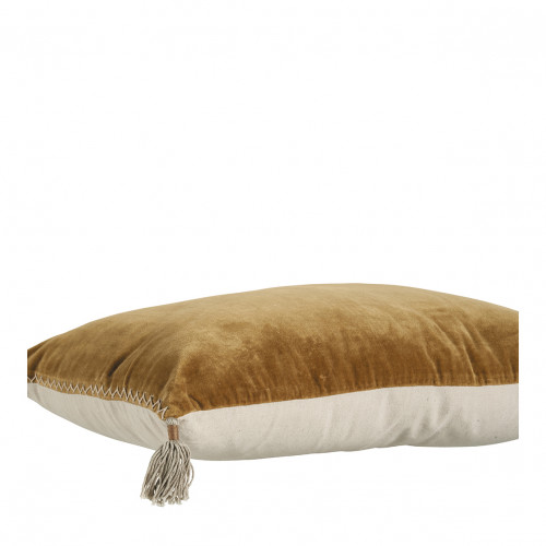 Blanc D'ivoire Housse De Coussin MATTÉO En Velours De Coton Et Lin - Bronze - 60 X 40 Cm