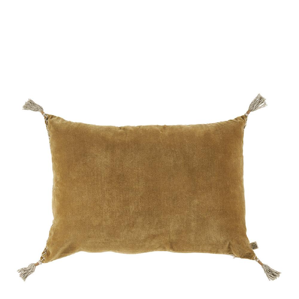 blanc d'ivoire Housse de coussin MATTÉO en velours de coton et lin - Bronze - 60 x 40 cm