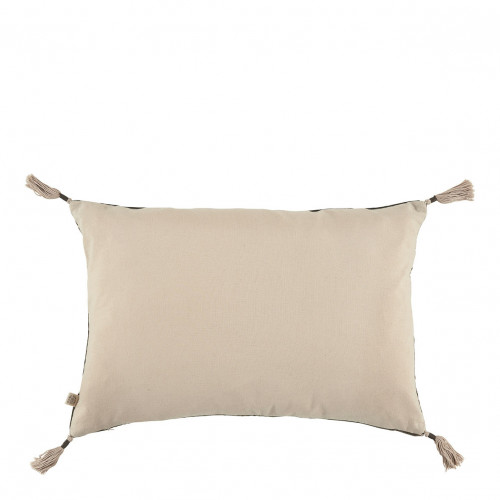 Blanc D'ivoire Housse De Coussin MATTÉO En Velours De Coton Et Lin - Gris Charbon - 60 X 40 Cm